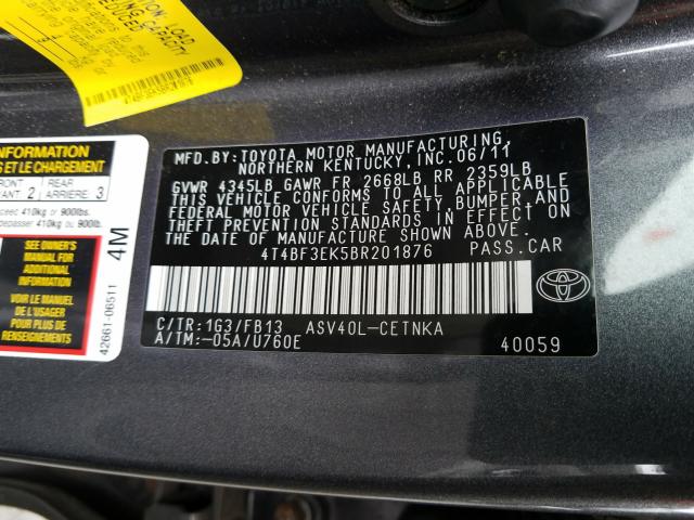 2011 TOYOTA CAMRY BASE 4T4BF3EK5BR201876