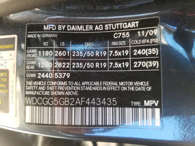 2010 MERCEDES-BENZ GLK 350 WDCGG5GB2AF443435