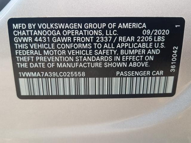 2020 VOLKSWAGEN PASSAT R-L 1VWMA7A39LC025558