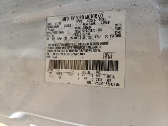 2011 FORD RANGER 1FTKR1AD8BPA26183