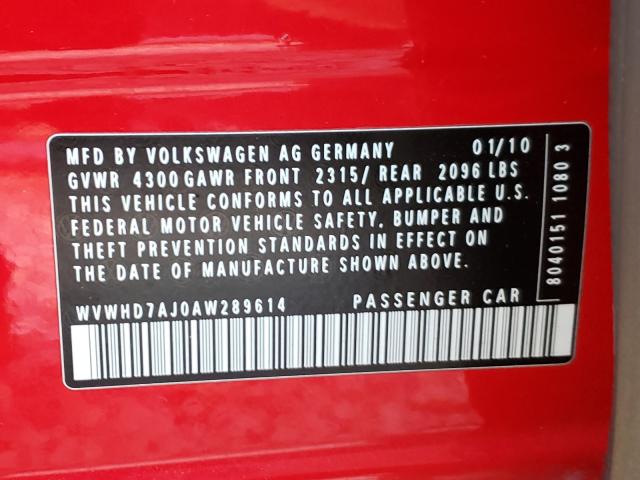 2010 VOLKSWAGEN GTI WVWHD7AJ0AW289614