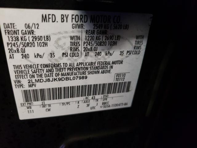 2013 LINCOLN MKX 2LMDJ8JK9DBL07989