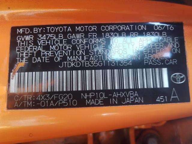2016 TOYOTA PRIUS C JTDKDTB35G1131354