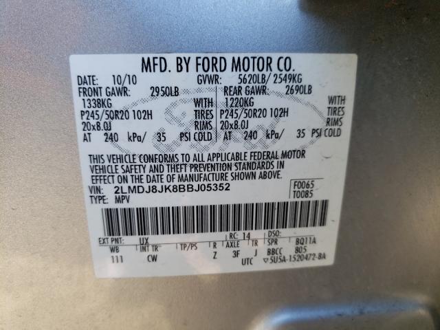 2011 LINCOLN MKX 2LMDJ8JK8BBJ05352