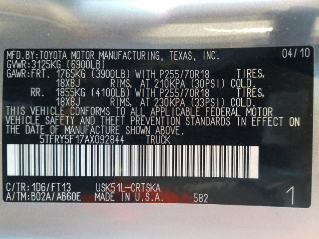 2010 TOYOTA TUNDRA DOU 5TFRY5F17AX092844