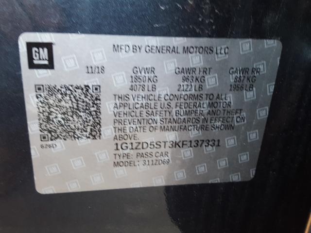 2019 CHEVROLET MALIBU  LT 1G1ZD5ST3KF137331