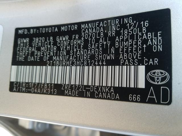 2017 TOYOTA COROLLA L 2T1BURHE3HC812444
