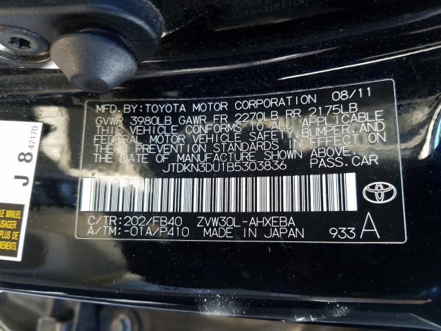 2011 TOYOTA PRIUS - JTDKN3DU1B5303836