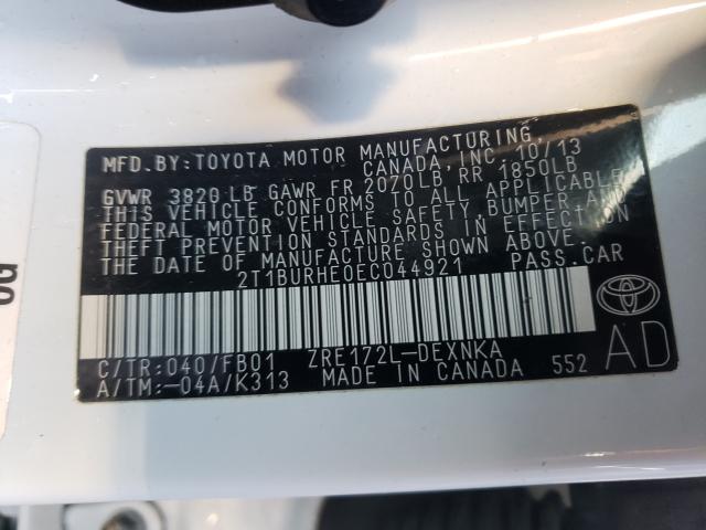 2014 TOYOTA COROLLA L 2T1BURHE0EC044921