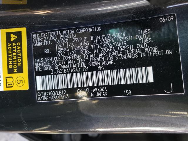 2010 LEXUS RX 450 JTJBC1BA1A2401121