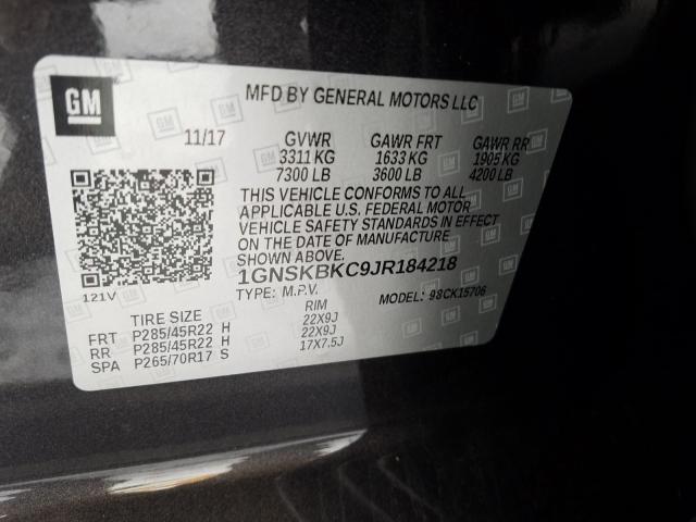 2018 CHEVROLET TAHOE 1GNSKBKC9JR184218
