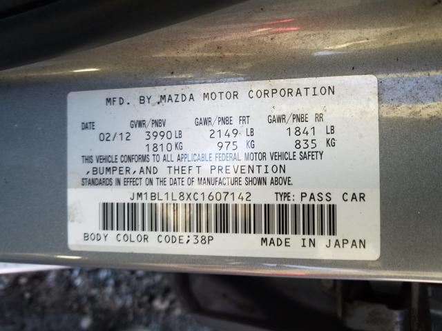 2012 MAZDA 3 I JM1BL1L8XC1607142