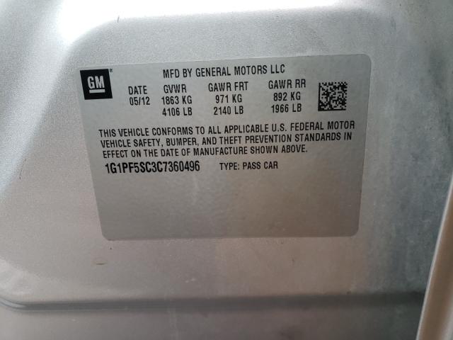 2012 CHEVROLET CRUZE LT 1G1PF5SC3C7360496