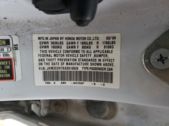 2010 HONDA INSIGHT EX JHMZE2H7XAS010626