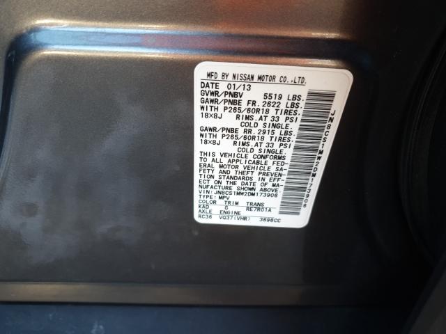 2013 INFINITI FX37 JN8CS1MW2DM173906