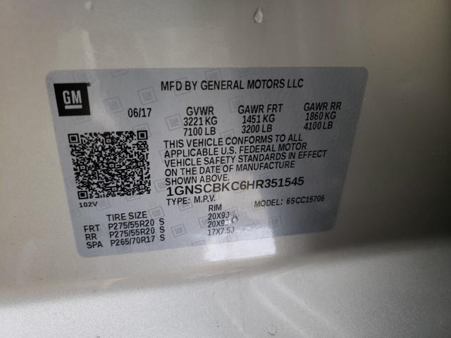 2017 CHEVROLET TAHOE C150 1GNSCBKC6HR351545