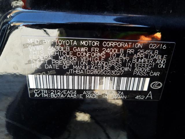 2016 LEXUS IS 200T JTHBA1D28G5023027