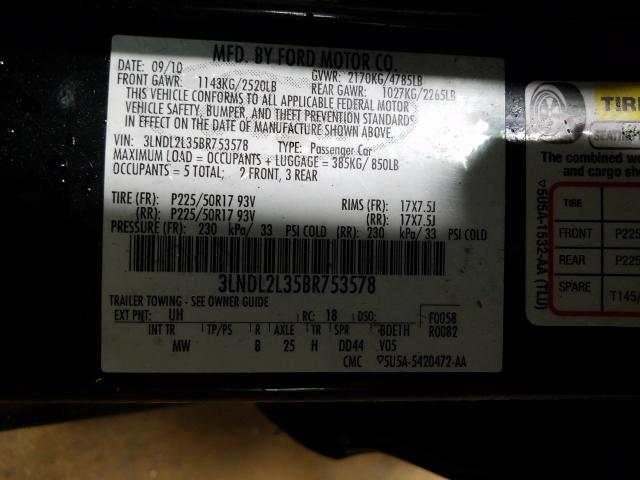 2011 LINCOLN MKZ HYBRID 3LNDL2L35BR753578