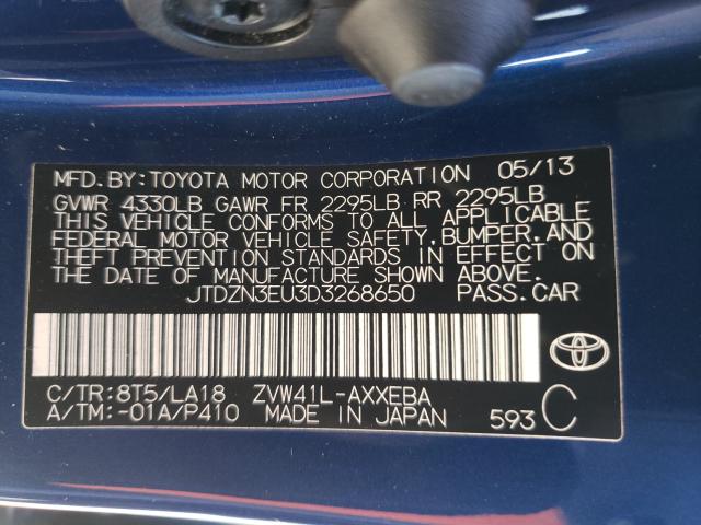 2013 TOYOTA PRIUS V JTDZN3EU3D3268650