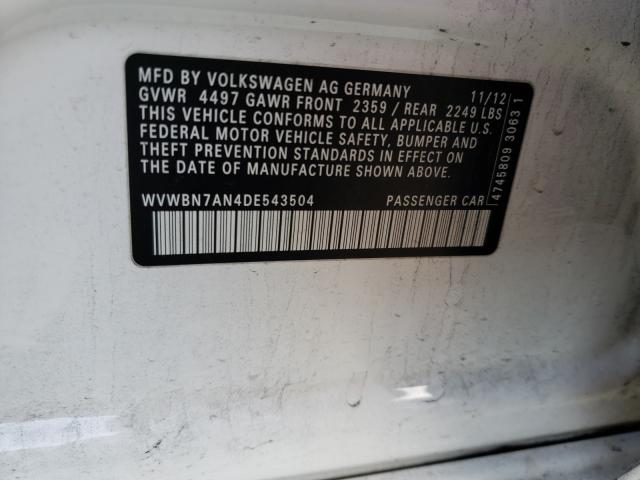 2013 VOLKSWAGEN CC WVWBN7AN4DE543504