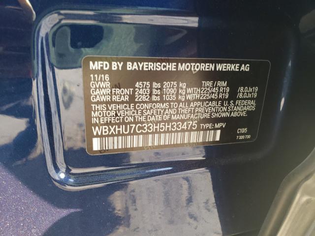 2017 BMW X1 SDRIVE2 WBXHU7C33H5H33475
