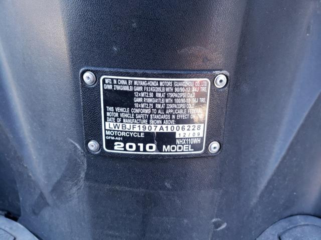 2010 HONDA NHX110 LWBJF1907A1006228