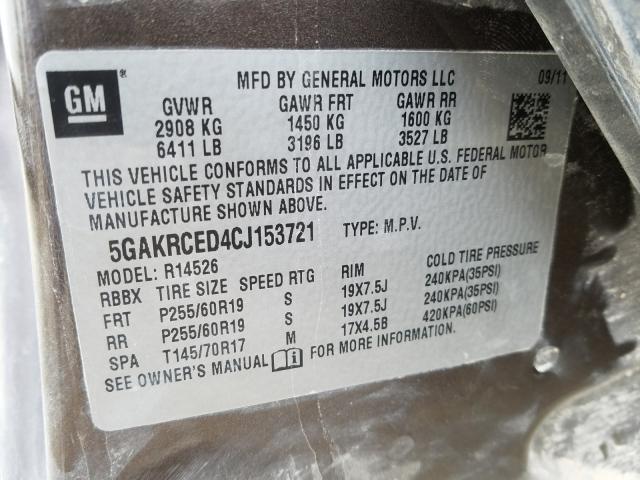 2012 BUICK ENCLAVE 5GAKRCED4CJ153721