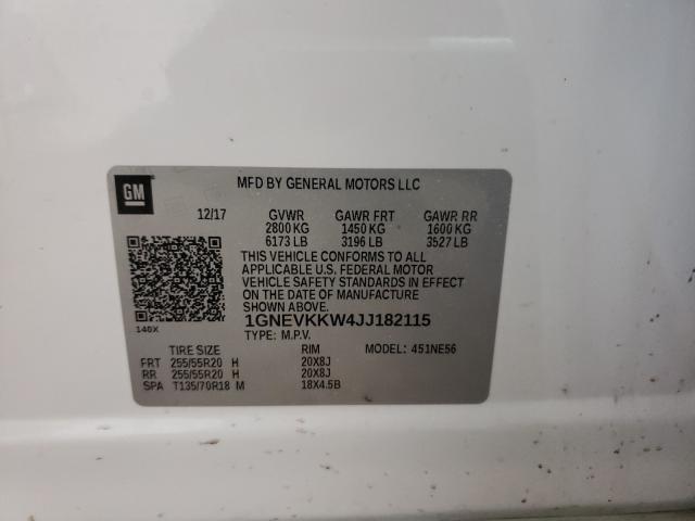 2018 CHEVROLET TRAVERSE H 1GNEVKKW4JJ182115