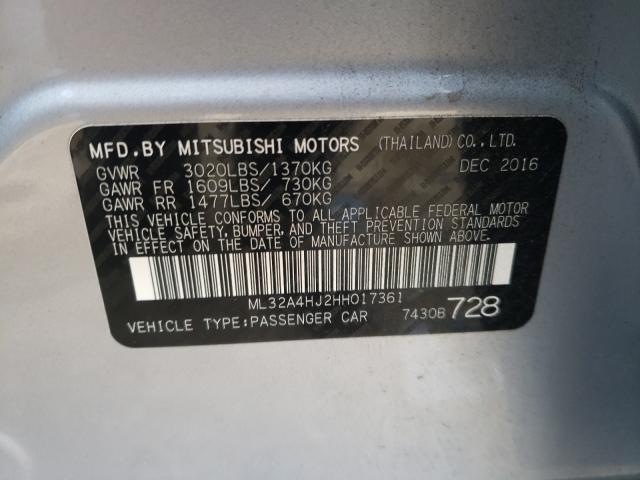 2017 MITSUBISHI MIRAGE SE ML32A4HJ2HH017361