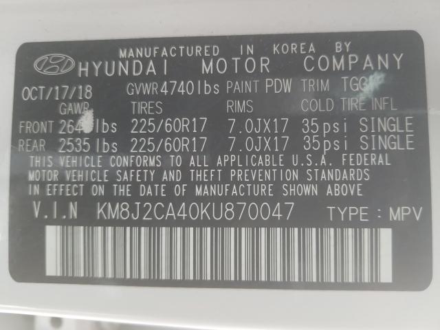 2019 HYUNDAI TUCSON SE KM8J2CA40KU870047