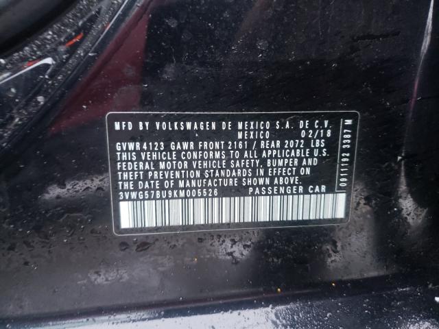 2019 VOLKSWAGEN JETTA SEL 3VWG57BU9KM005526
