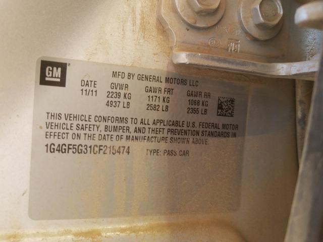2012 BUICK LACROSSE P 1G4GF5G31CF215474