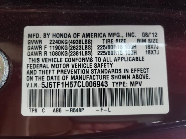 2012 HONDA CROSSTOUR 5J6TF1H57CL006943