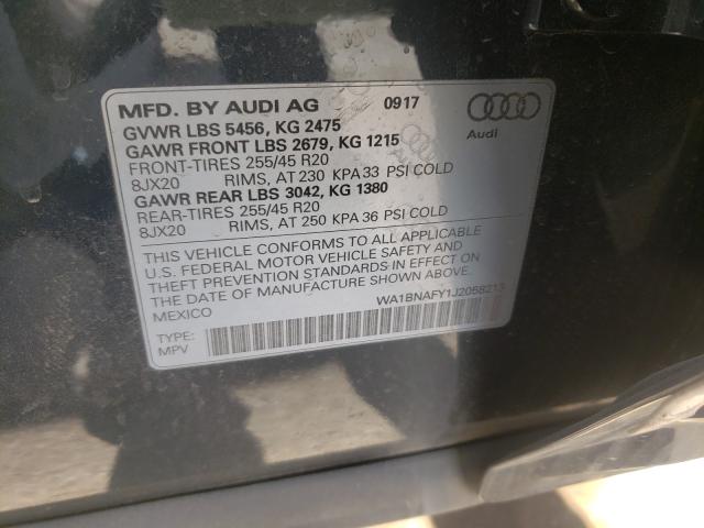 2018 AUDI Q5 PREMIUM WA1BNAFY1J2058213