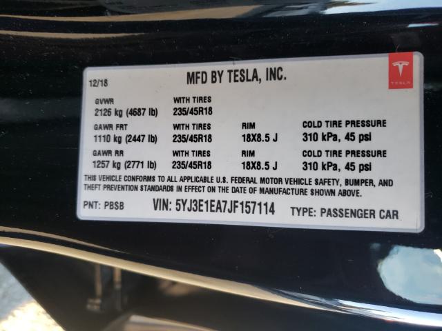 2018 TESLA MODEL 3 5YJ3E1EA7JF157114