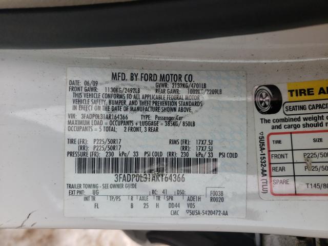2010 FORD FUSION HYB 3FADP0L31AR164366