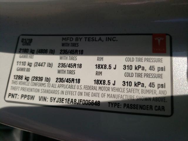 2018 TESLA MODEL 3 - 5YJ3E1EA8JF005648