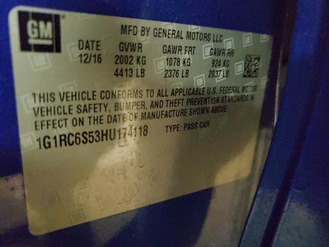 2017 CHEVROLET VOLT LT 1G1RC6S53HU174118