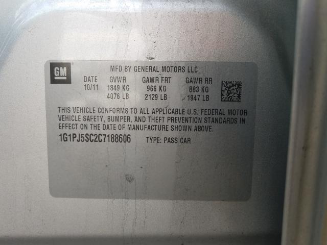 2012 CHEVROLET CRUZE ECO 1G1PJ5SC2C7188606