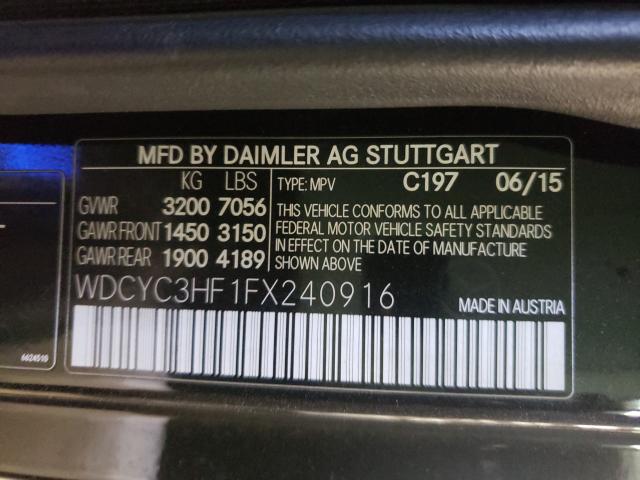 VIN WDCYC3HF1FX240916 2015 Mercedes-Benz G-Class, 550 no.10