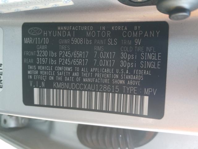 2010 HYUNDAI VERACRUZ G KM8NUDCCXAU128615