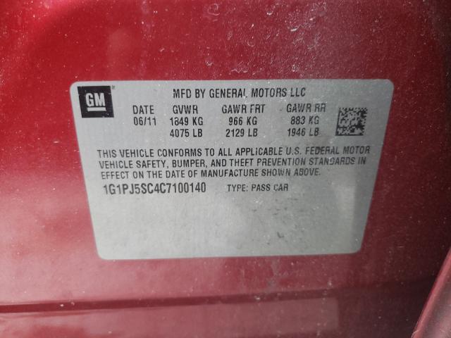 2012 CHEVROLET CRUZE ECO 1G1PJ5SC4C7100140