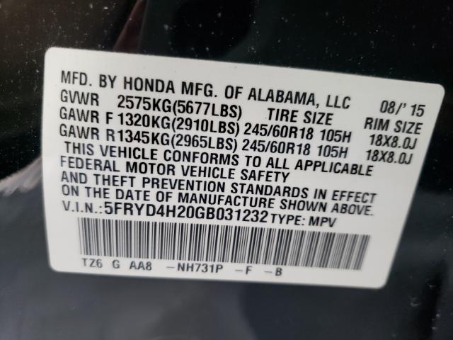 2016 ACURA MDX 5FRYD4H20GB031232