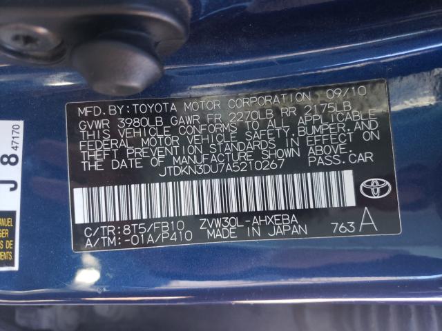 2010 TOYOTA PRIUS - JTDKN3DU7A5210267