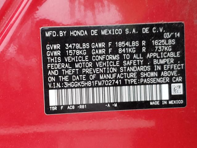 2015 HONDA FIT EX 3HGGK5H81FM702741