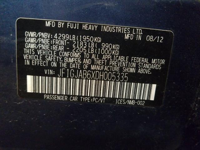 2013 SUBARU IMPREZA PR JF1GJAB6XDH005335