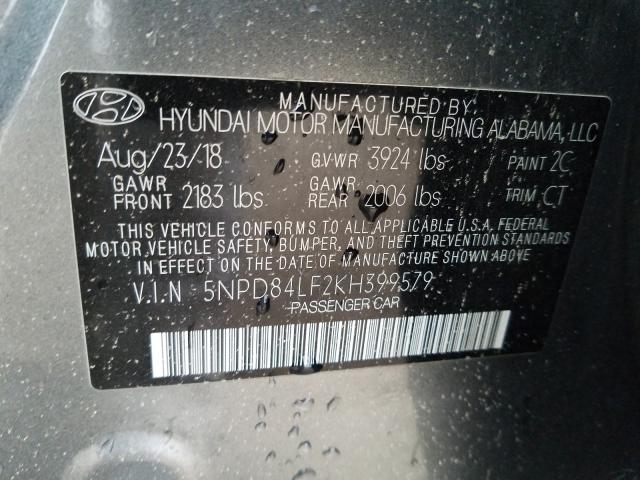 2019 HYUNDAI ELANTRA SE 5NPD84LF2KH399579