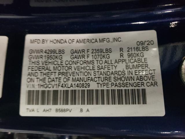 2020 HONDA ACCORD EX 1HGCV1F4XLA140829