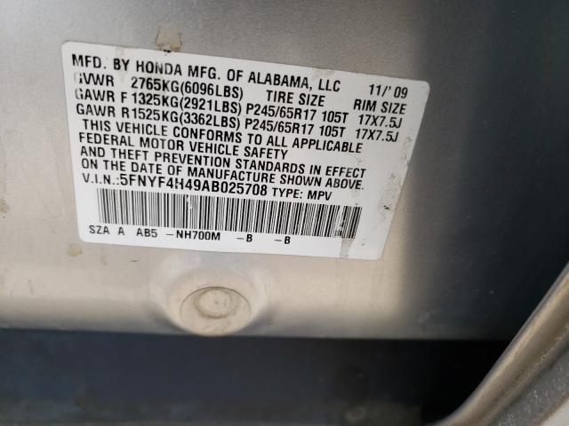 2010 HONDA PILOT EX 5FNYF4H49AB025708