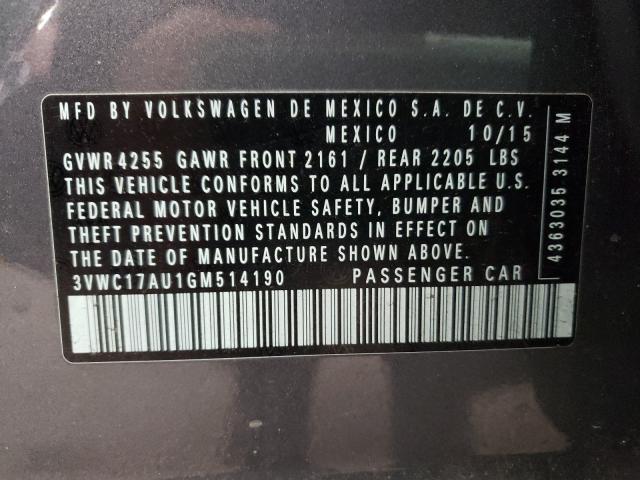 2016 VOLKSWAGEN GOLF SPORT 3VWC17AU1GM514190